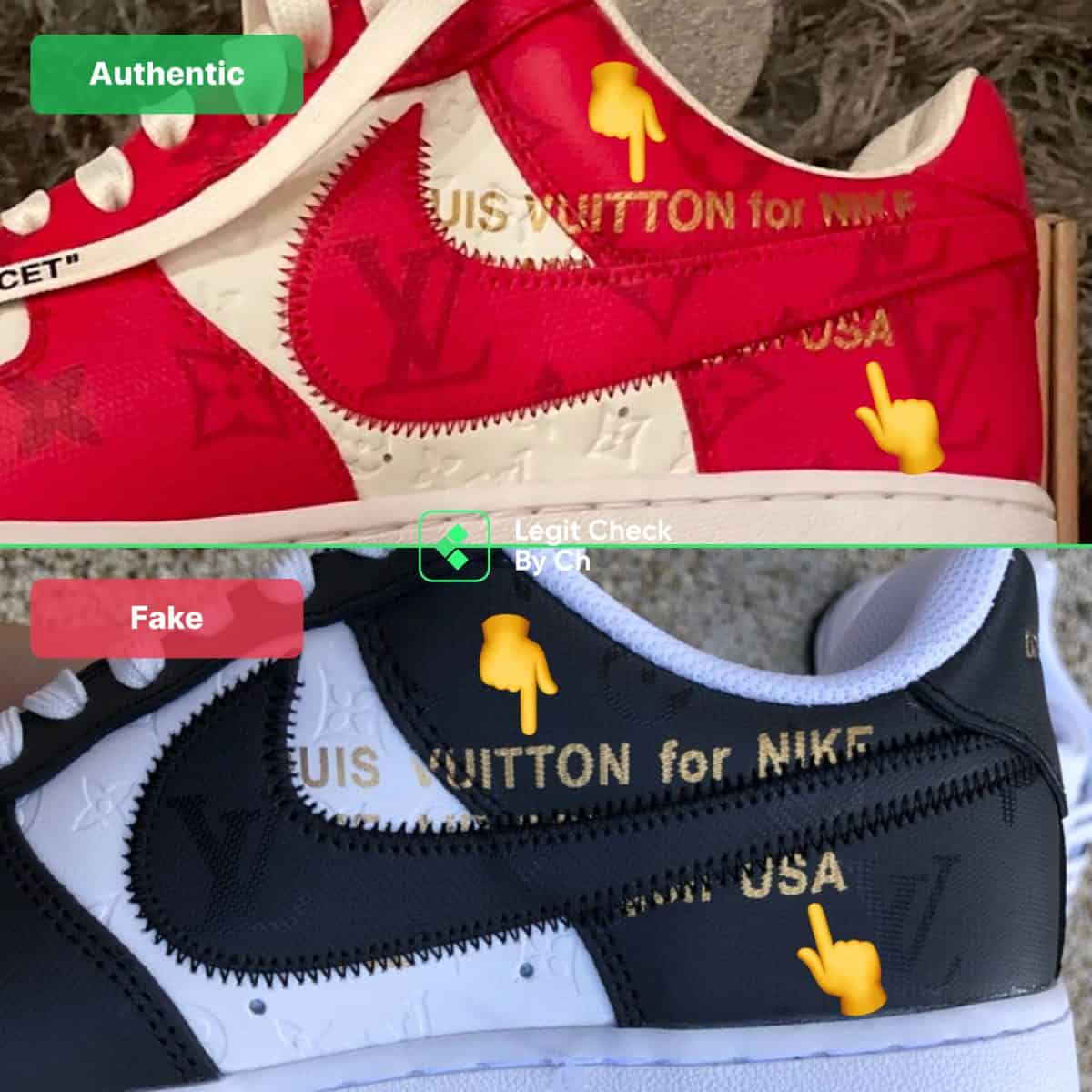 black lv air force 1 Real vs. Fake: How to Spot the Differences!