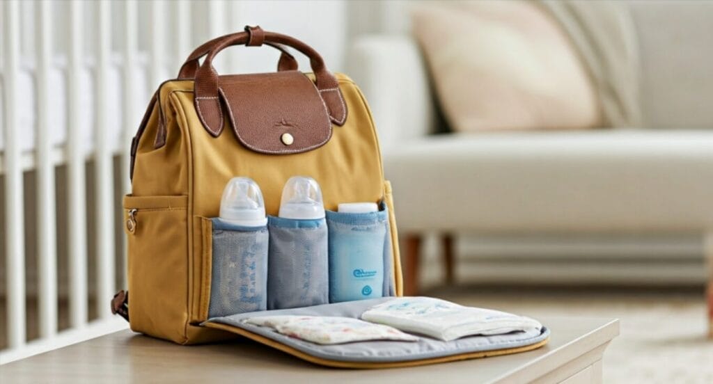 How to organize your Longchamp as a diaper bag: Keep baby essentials handy and neat.