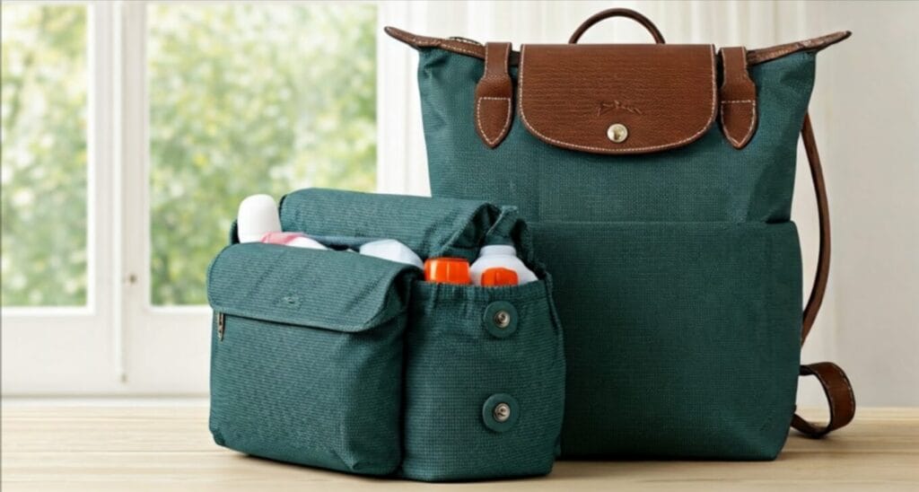 How to organize your Longchamp as a diaper bag: Keep baby essentials handy and neat.