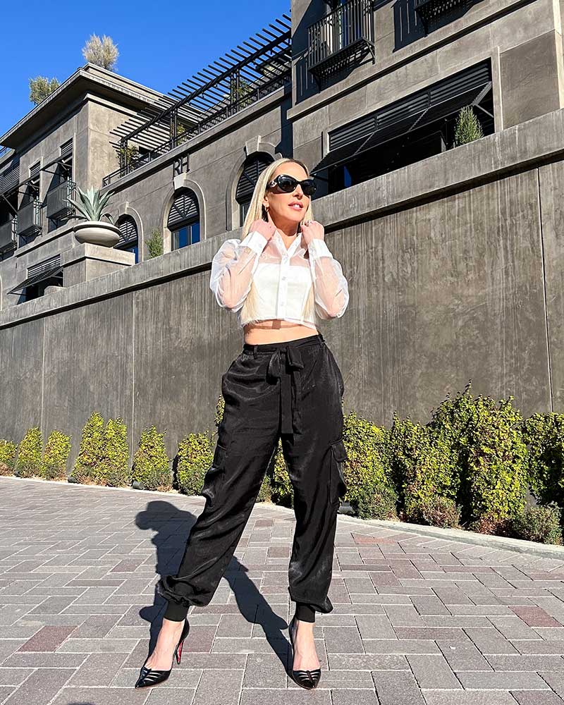 Figuring out what to wear with satin cargo pants? These shoes and tops create amazing outfits.