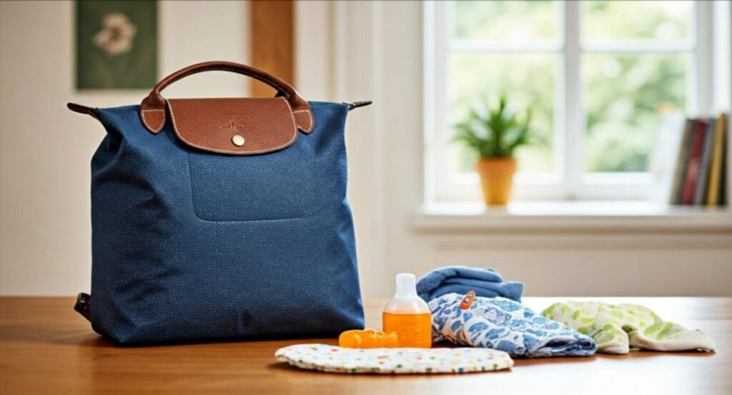 How to organize your Longchamp as a diaper bag: Keep baby essentials handy and neat.
