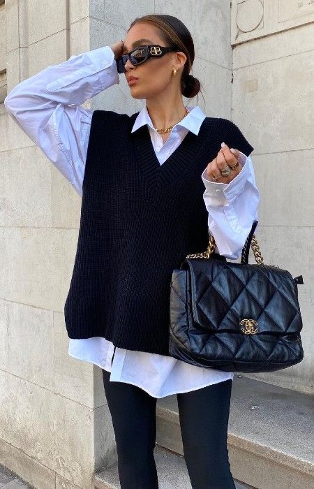 How to Style a Black Sweater Vest Outfit for women