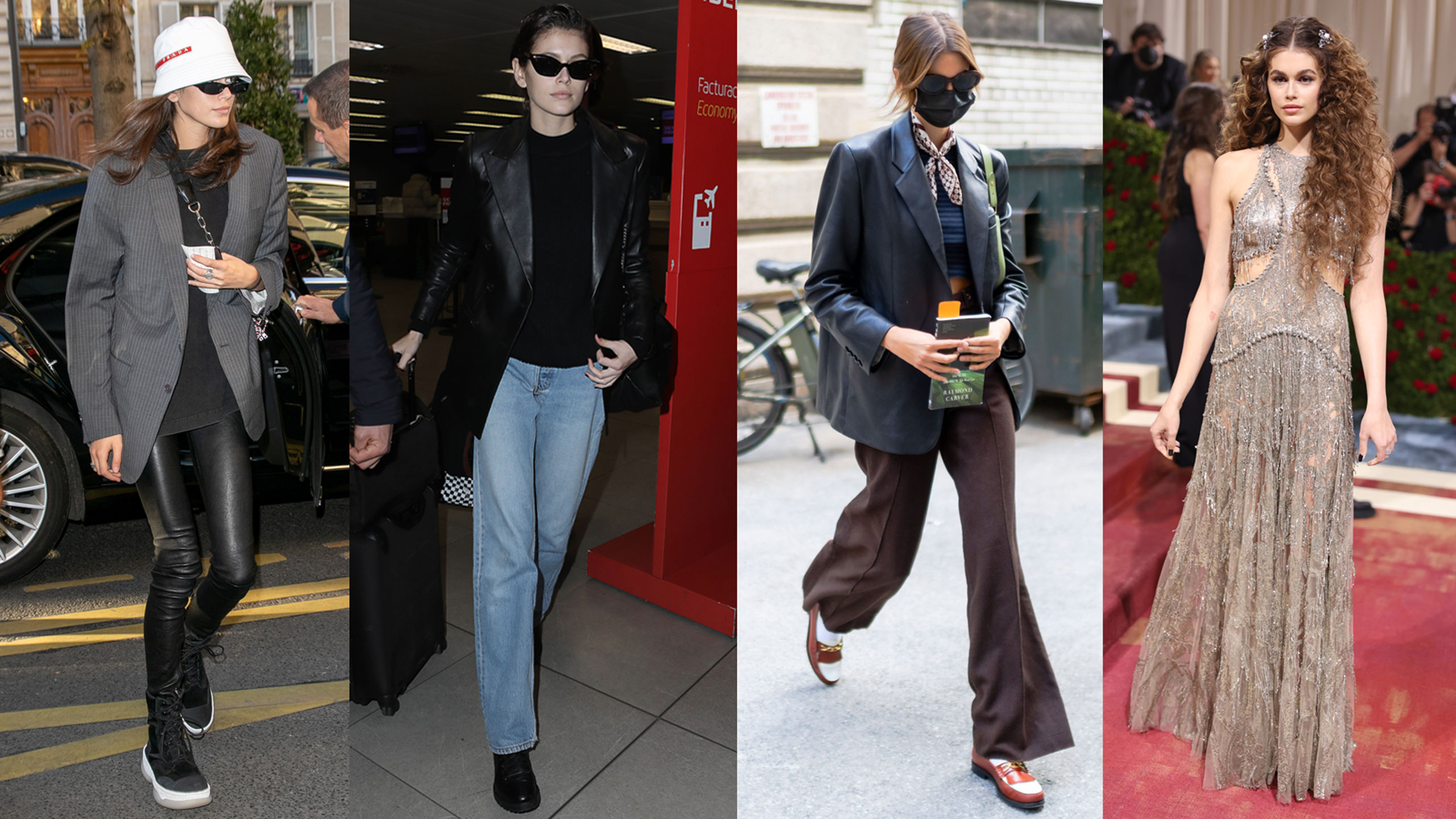 The evolution of Kaia Gerber fashion looks. A simple guide to her changing cool girl style.