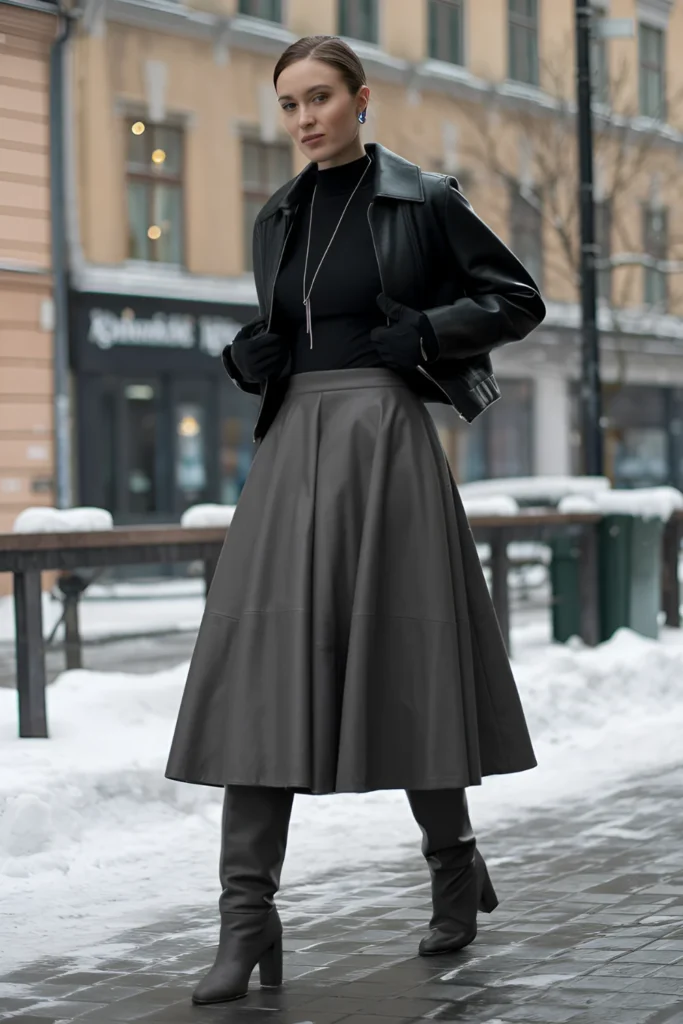 Leather Skirt Snow Season How to Choose Warm Winter Styles